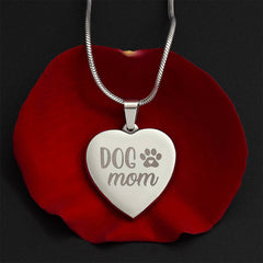 Steel Heart Necklace - Dog Mom