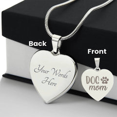 Steel Heart Necklace - Dog Mom