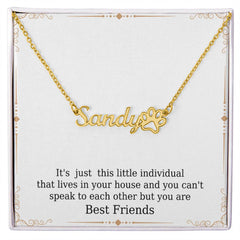 Personalized Paw Print Name Necklace - Best Friends