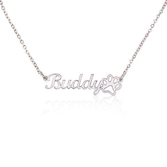 Personalized Paw Print Name Necklace (No MC)