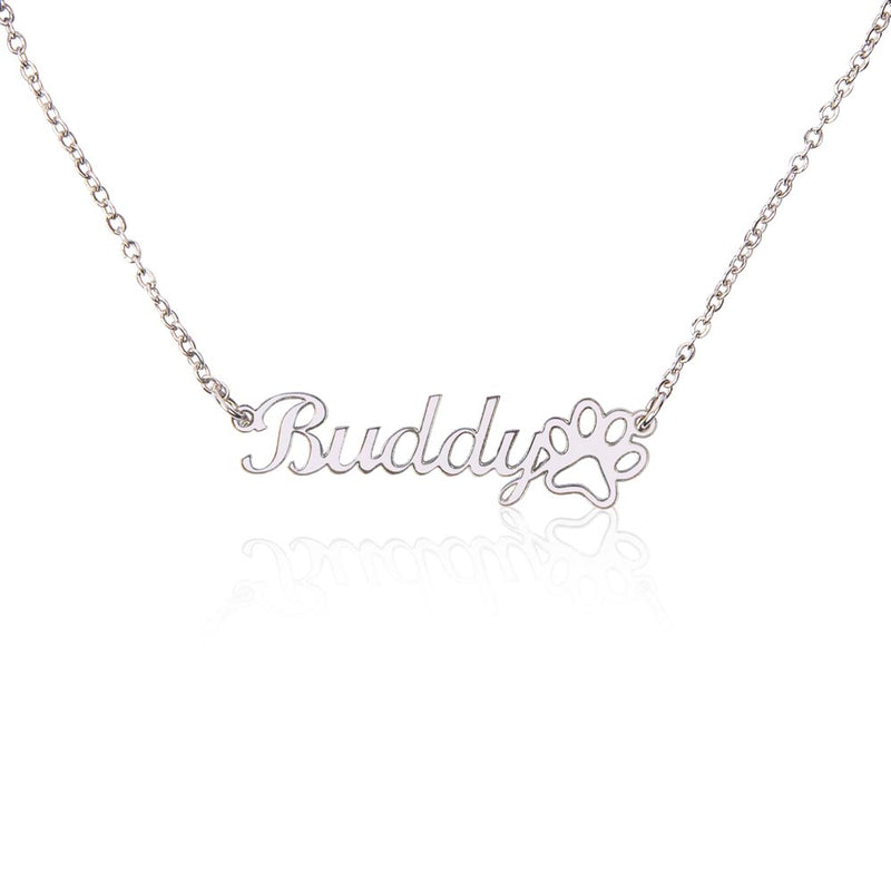 Personalized Paw Print Name Necklace (No MC)