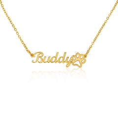 Personalized Paw Print Name Necklace (No MC)