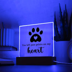 Square Acrylic Plaque - You Left Paw Prints