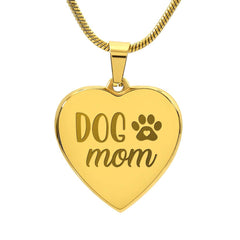 Steel Heart Necklace - Dog Mom