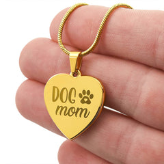 Steel Heart Necklace - Dog Mom