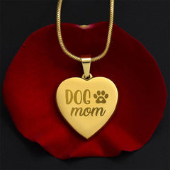 Steel Heart Necklace - Dog Mom