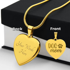 Steel Heart Necklace - Dog Mom